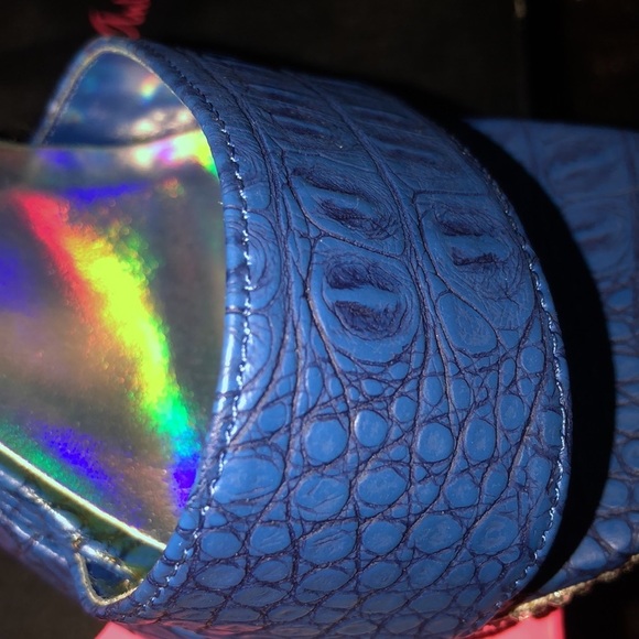 𝅺Micheal Antonio  10 royal Blue  platform slides with bling NIB - Picture 9 of 16